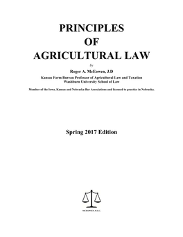 PRINCIPLES of AGRICULTURAL LAW by Roger A