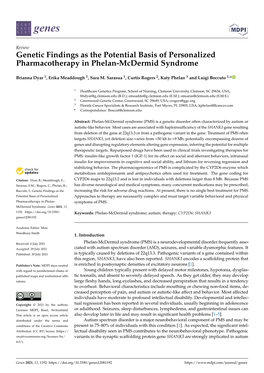 Genetic Findings As the Potential Basis of Personalized Pharmacotherapy in Phelan-Mcdermid Syndrome