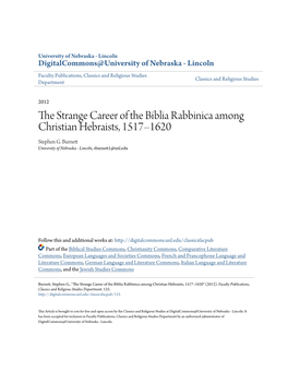 The Strange Career of the Biblia Rabbinica Among Christian Hebraists, 1517–1620