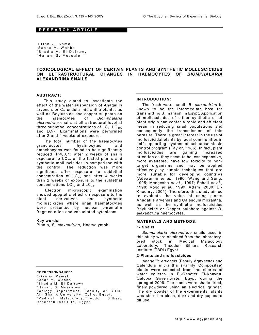 Research Article Toxicological Effect Of