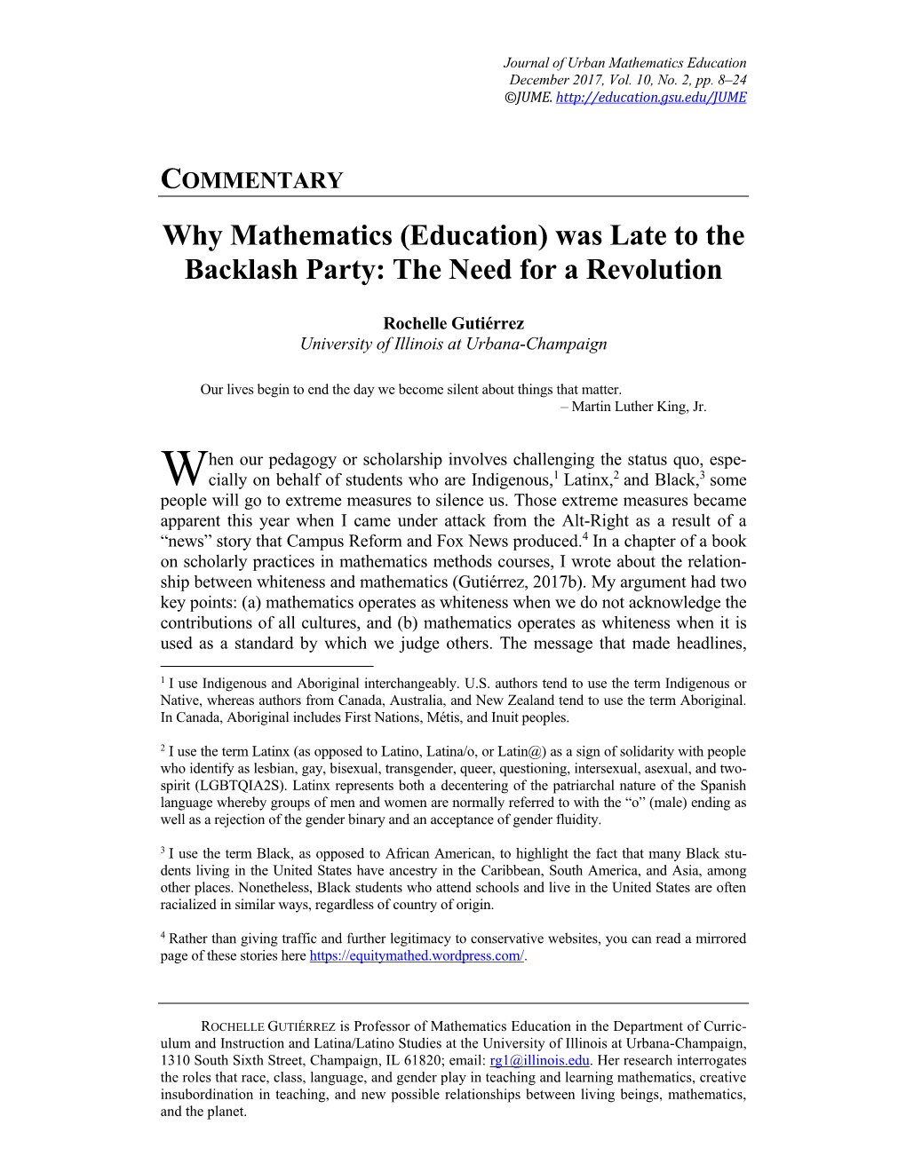 Why Mathematics (Education) Was Late to the Backlash Party: the Need for a Revolution