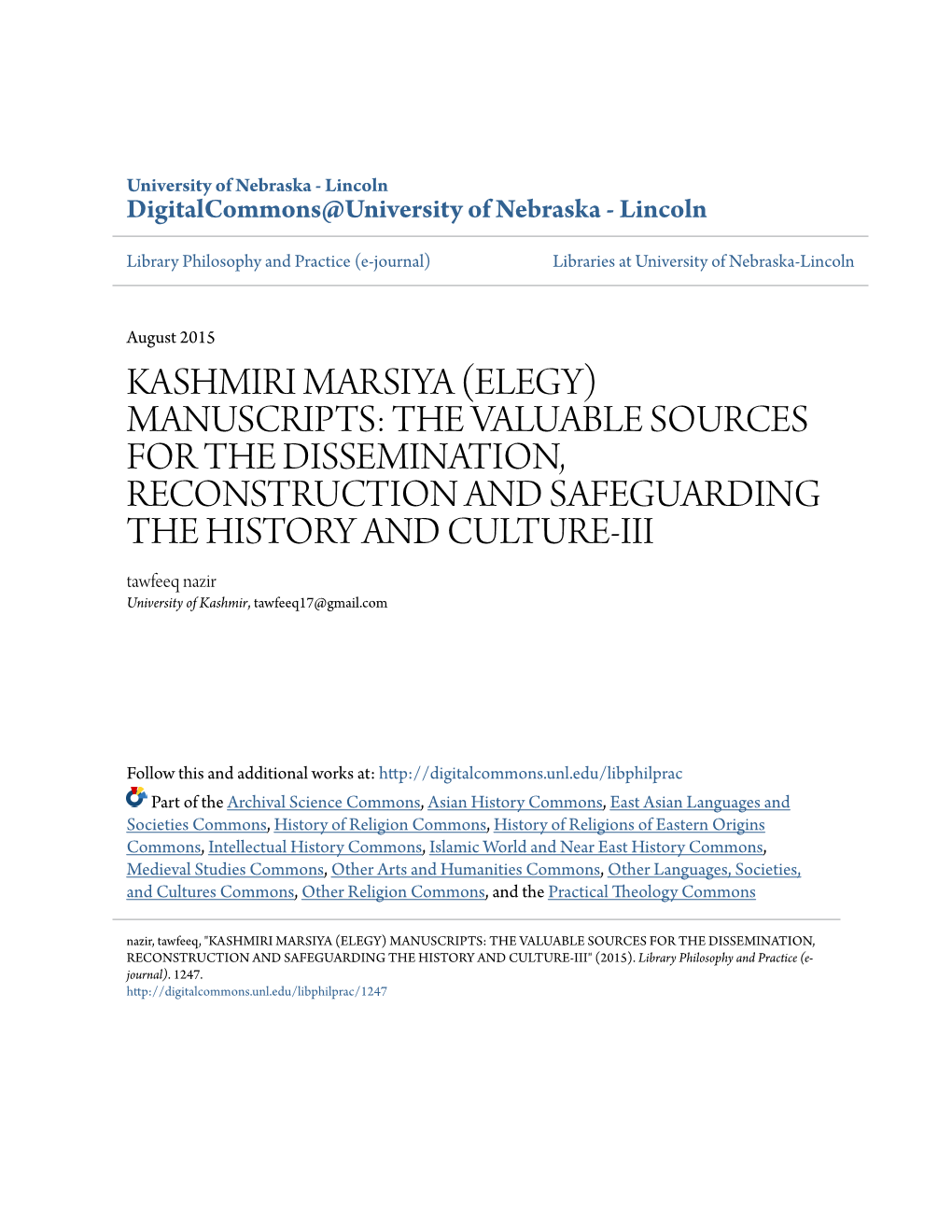 Kashmiri Marsiya (Elegy) Manuscripts