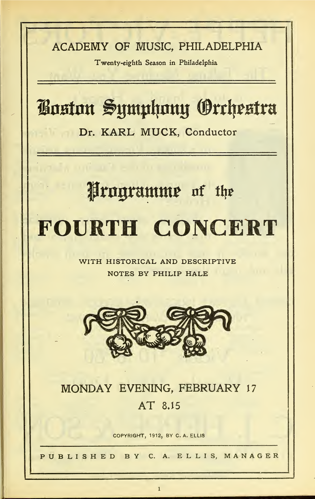 Boston Symphony Orchestra Concert Programs, Season 32,1912