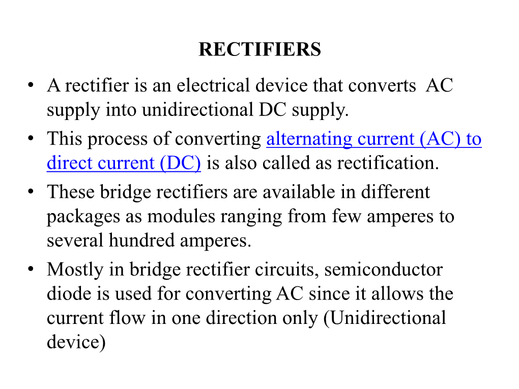 Unit V Rectifiers, Block Oscillators and Timebase