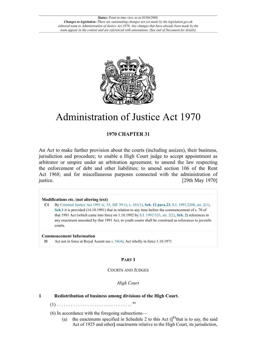 Administration of Justice Act 1970