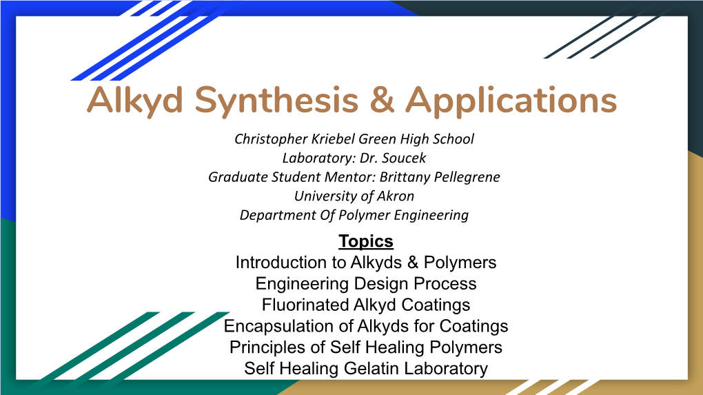 Alkyd Synthesis & Applications