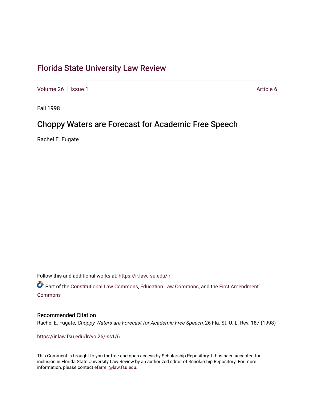 Choppy Waters Are Forecast for Academic Free Speech