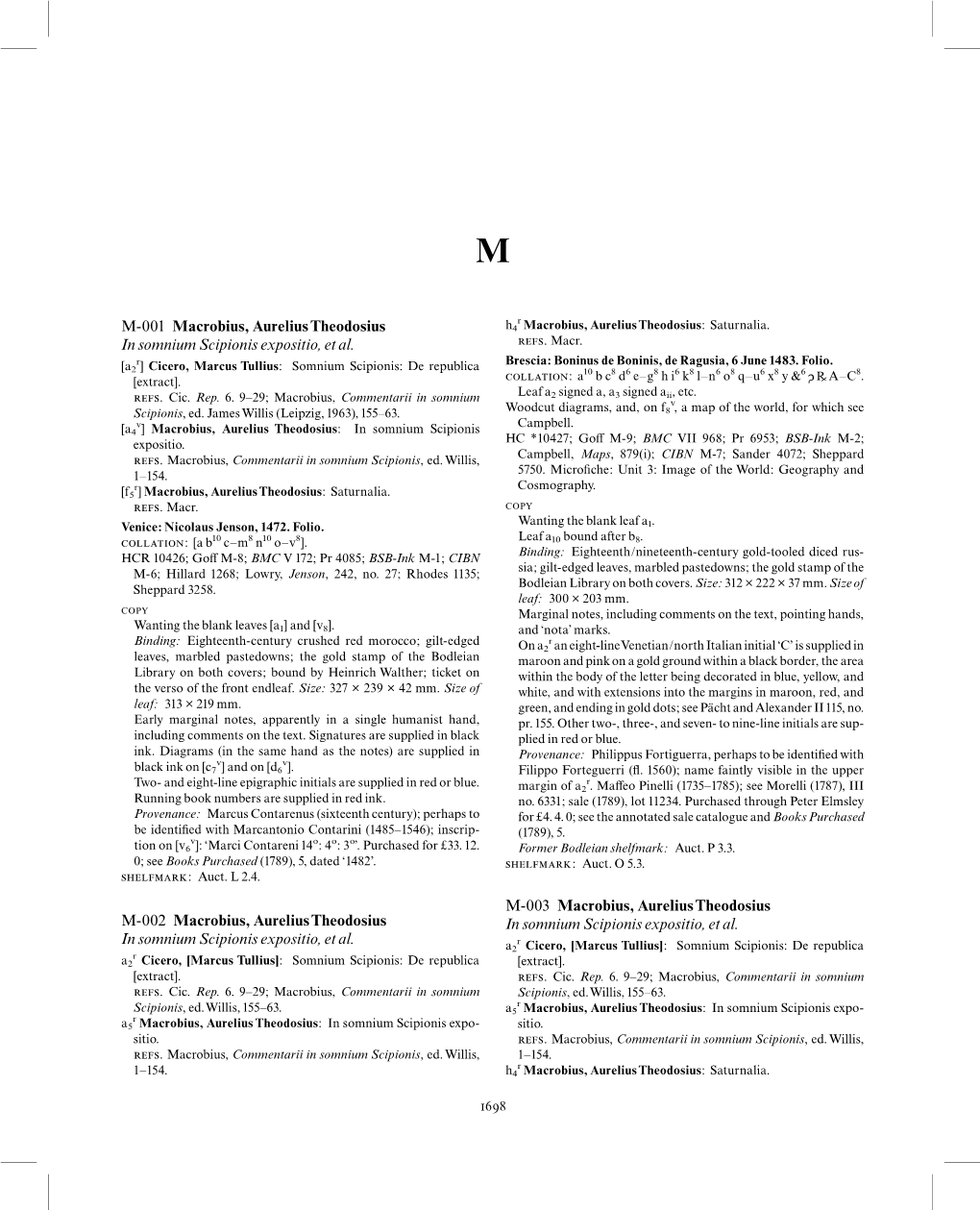 M-001 Macrobius, Aurelius Theodosius in Somnium Scipionis