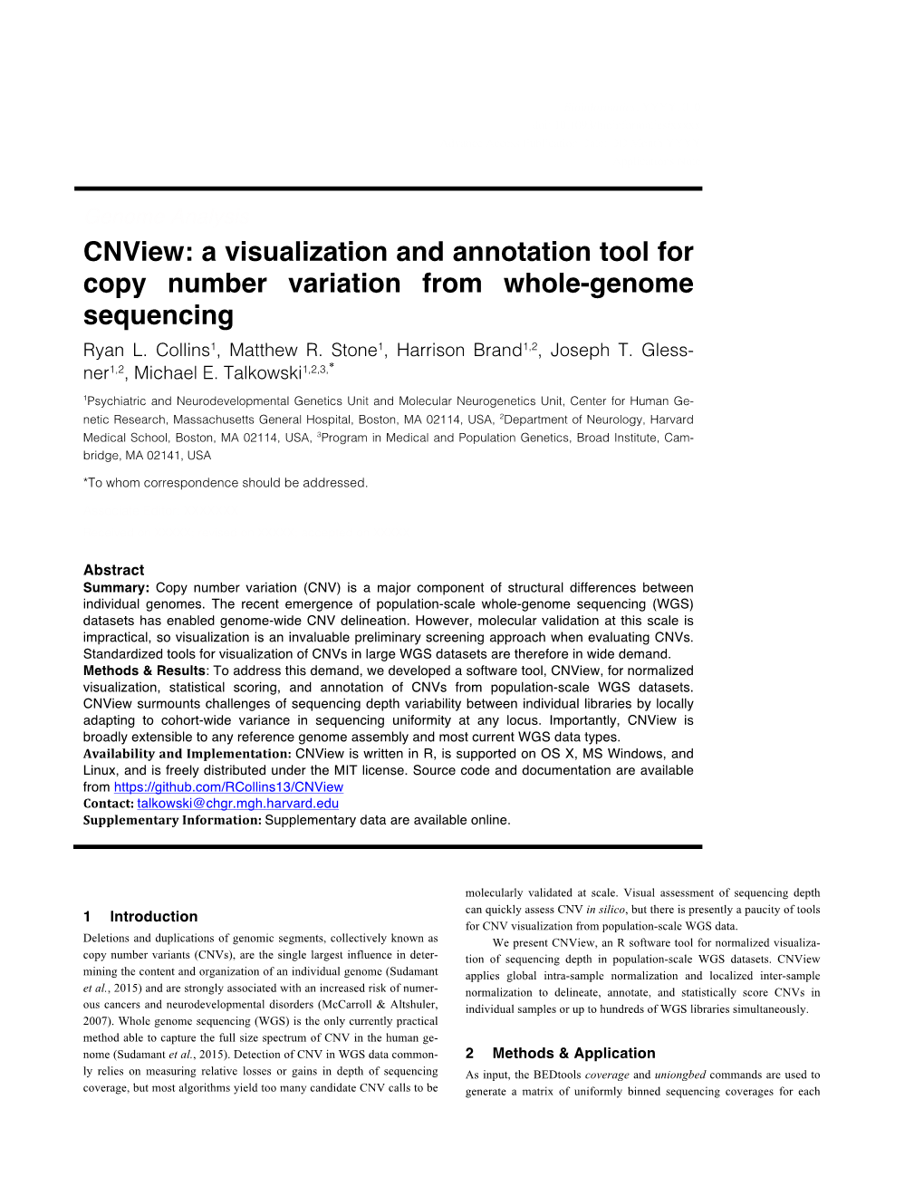 A Visualization and Annotation Tool for Copy Number Variation from Whole-Genome Sequencing Ryan L