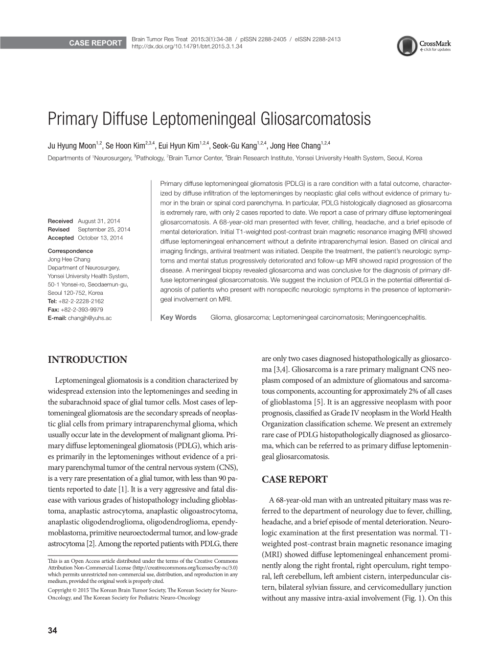 Primary Diffuse Leptomeningeal Gliosarcomatosis
