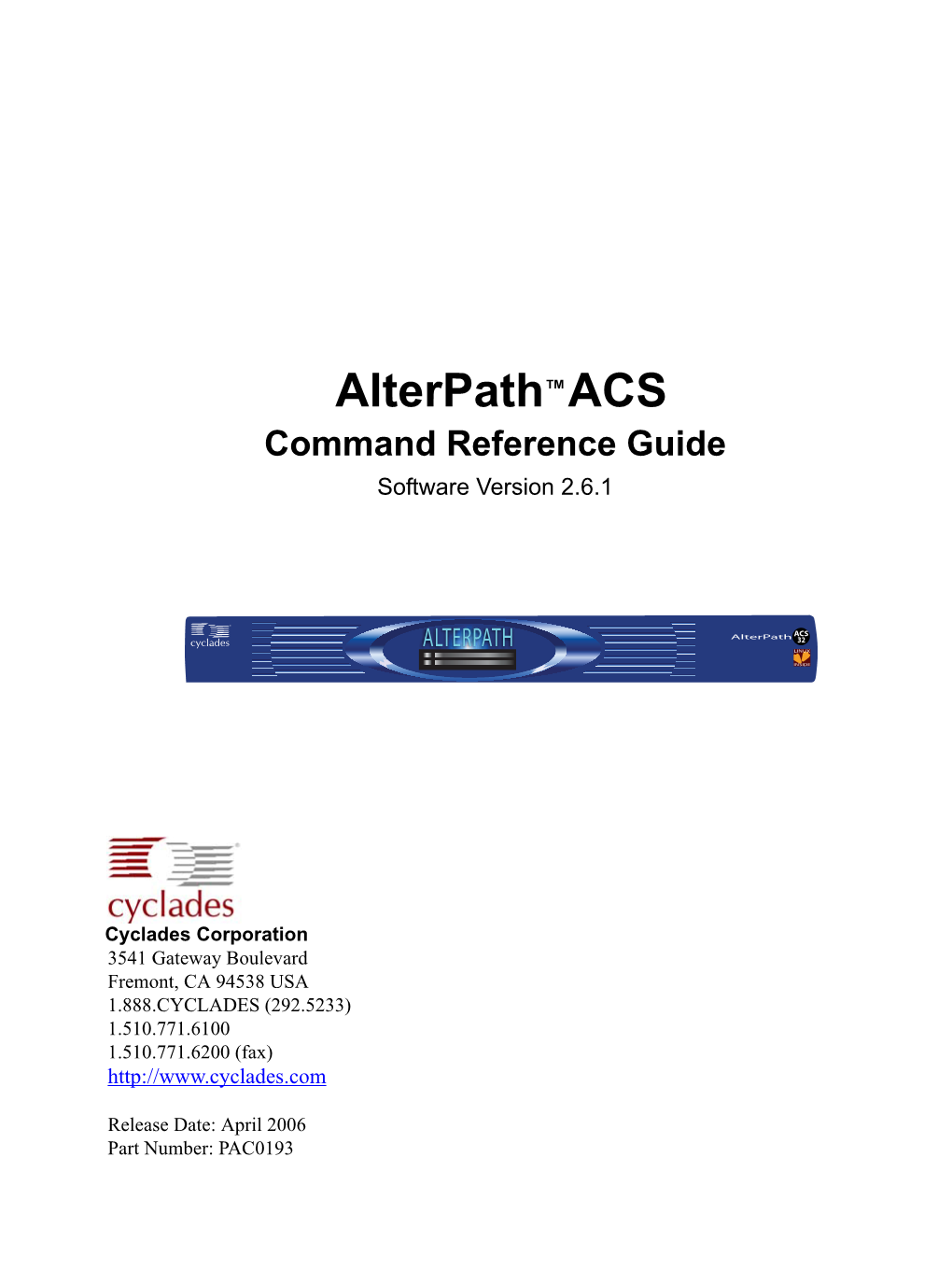 Alterpath ACS V.2.6.1 Command Reference Guide