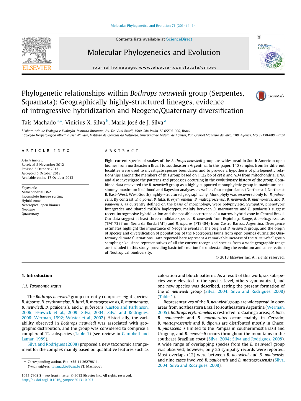 Phylogenetic Relationships Within Bothrops Neuwiedi Group