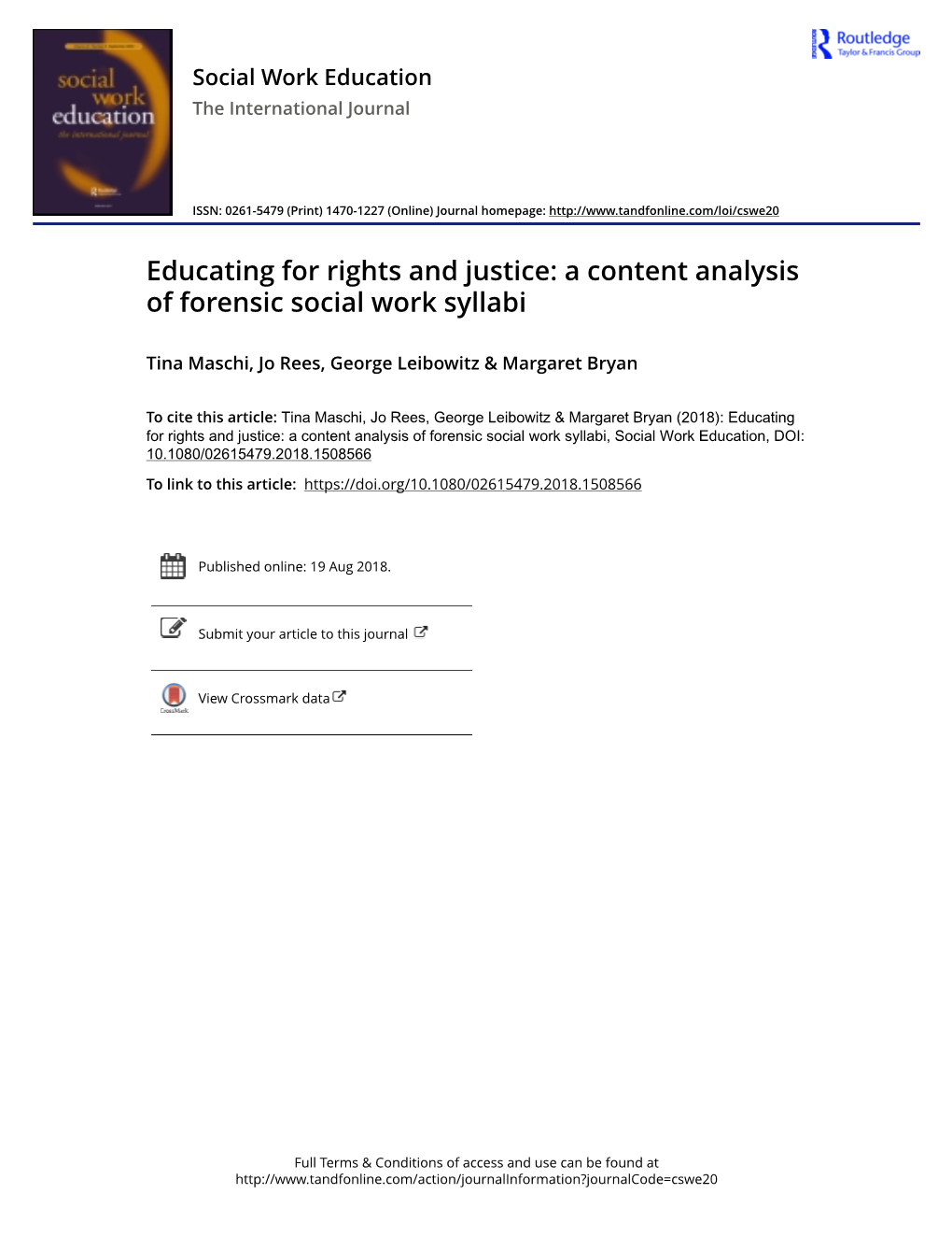 A Content Analysis of Forensic Social Work Syllabi