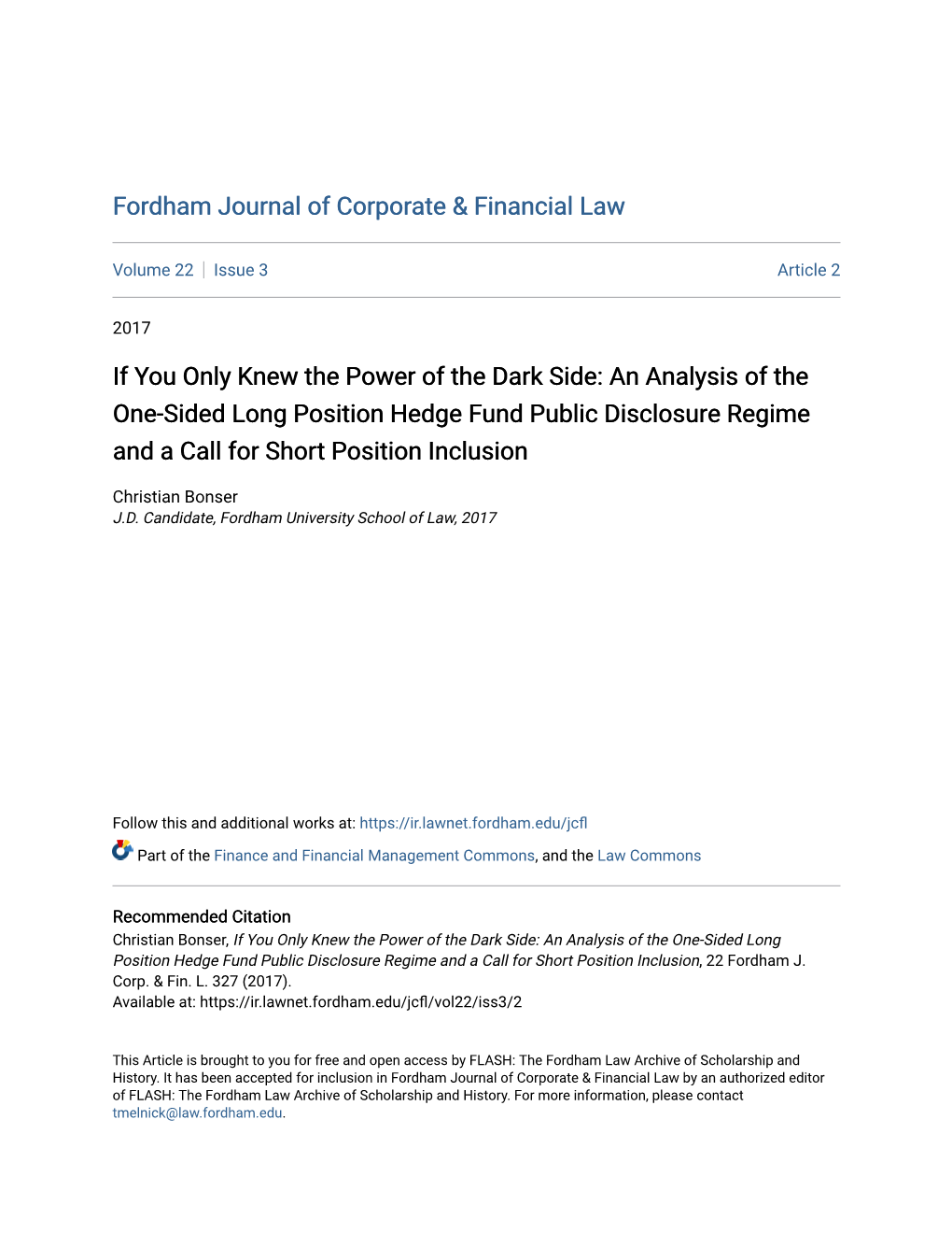 Fordham Journal of Corporate & Financial