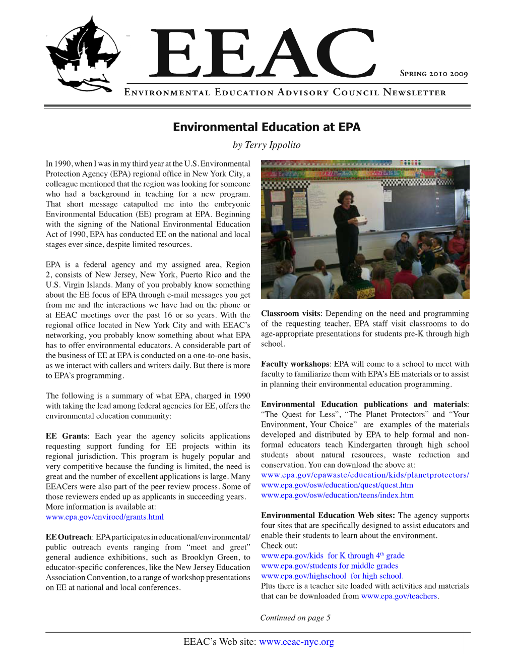 Environmental Education at EPA by Terry Ippolito