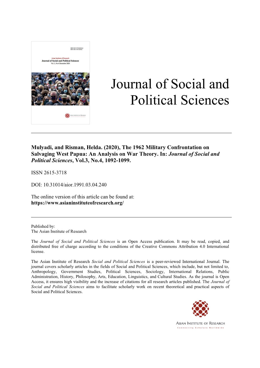 Journal of Social and Political Sciences