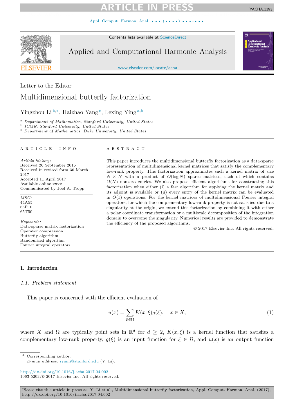 Multidimensional Butterfly Factorization