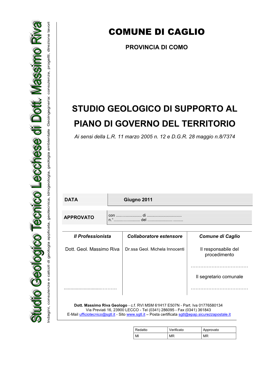 Studio Geologico Di Supporto Al