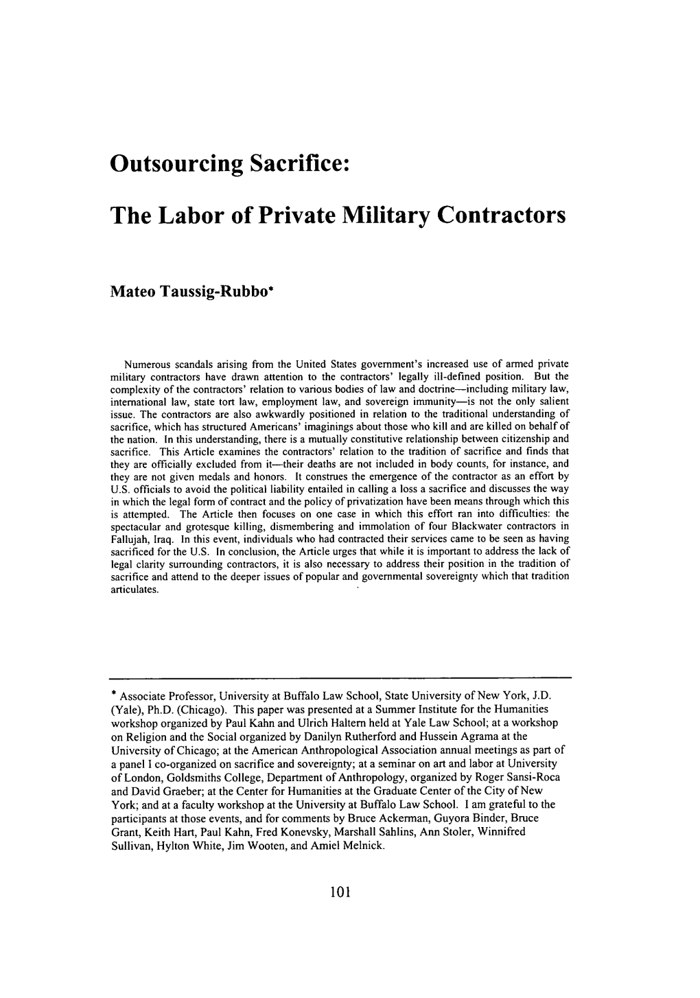 The Labor of Private Military Contractors