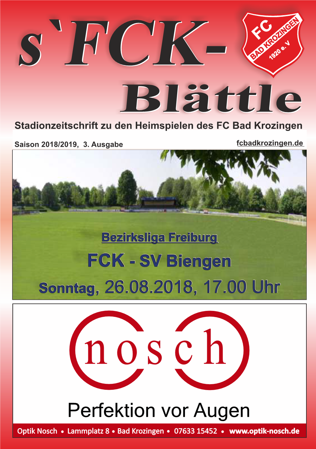 Blättle Stadionzeitschrift Zu Den Heimspielen Des FC Bad Krozingen