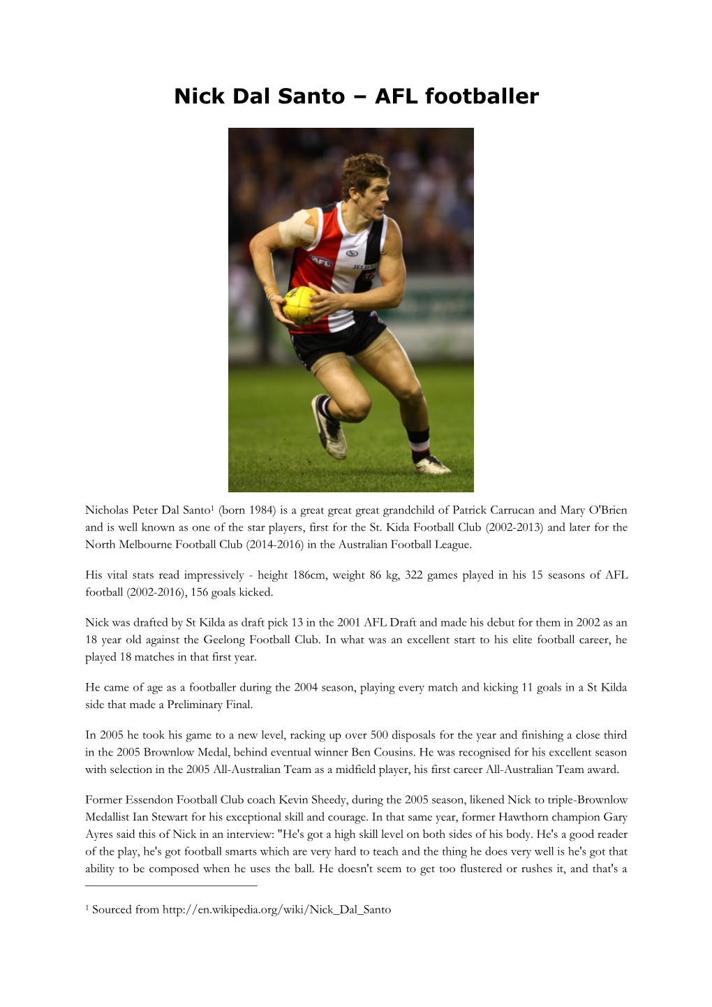 Nick Dal Santo – AFL Footballer