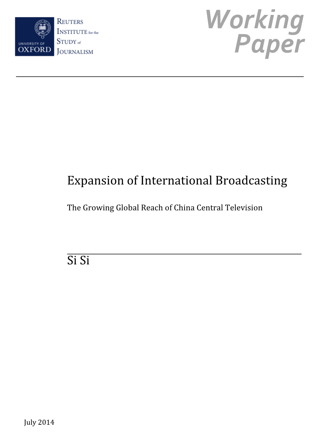 Expansion of International Broadcasting