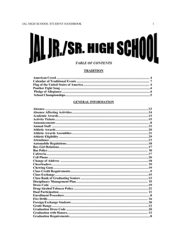 Jal High School Student Handbook 1
