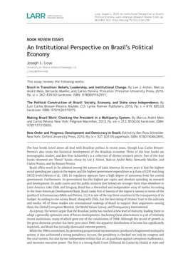 An Institutional Perspective on Brazil's Political Economy