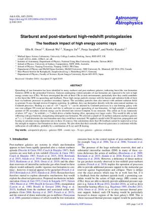 Starburst and Post-Starburst High-Redshift Protogalaxies the Feedback Impact of High Energy Cosmic Rays
