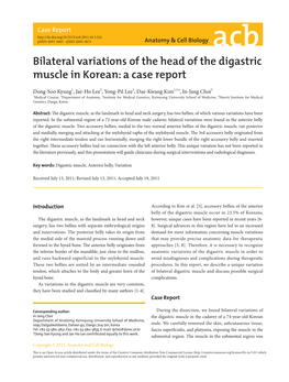 Bilateral Variations of the Head of the Digastric Muscle in Korean: a Case Report