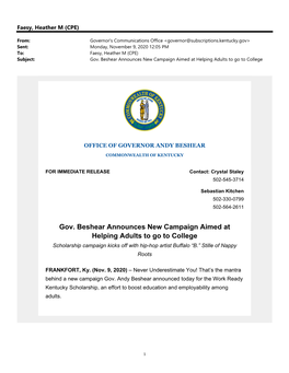 Gov. Beshear Press Release