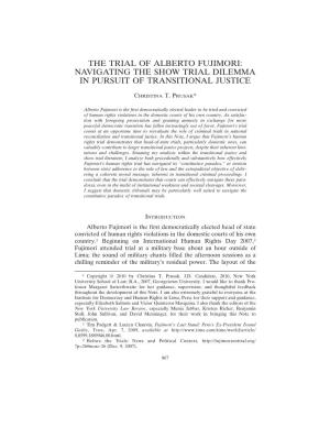 The Trial of Alberto Fujimori: Navigating the Show Trial Dilemma in Pursuit of Transitional Justice