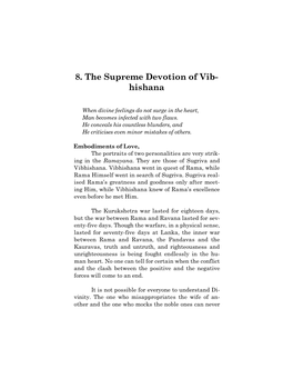 8. the Supreme Devotion of Vib- Hishana
