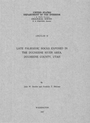 Late Paleozoic Rocks Exposed in the Duchesne River Area, Duchesne County, Utah