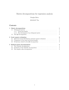 Matrix Decompositions for Regression Analysis (PDF)