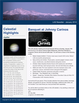 Celestial Highlights Banquet at Johnny Carinos