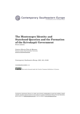The Montenegro Identity and Statehood Question and the Formation of the Krivokapić Government Event Analysis