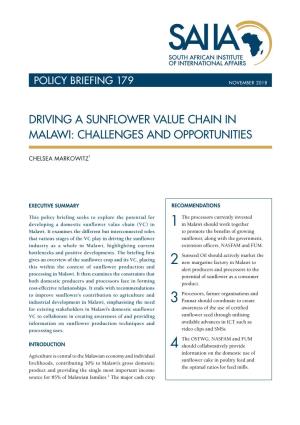 Driving a Sunflower Value Chain in Malawi: Challenges and Opportunities