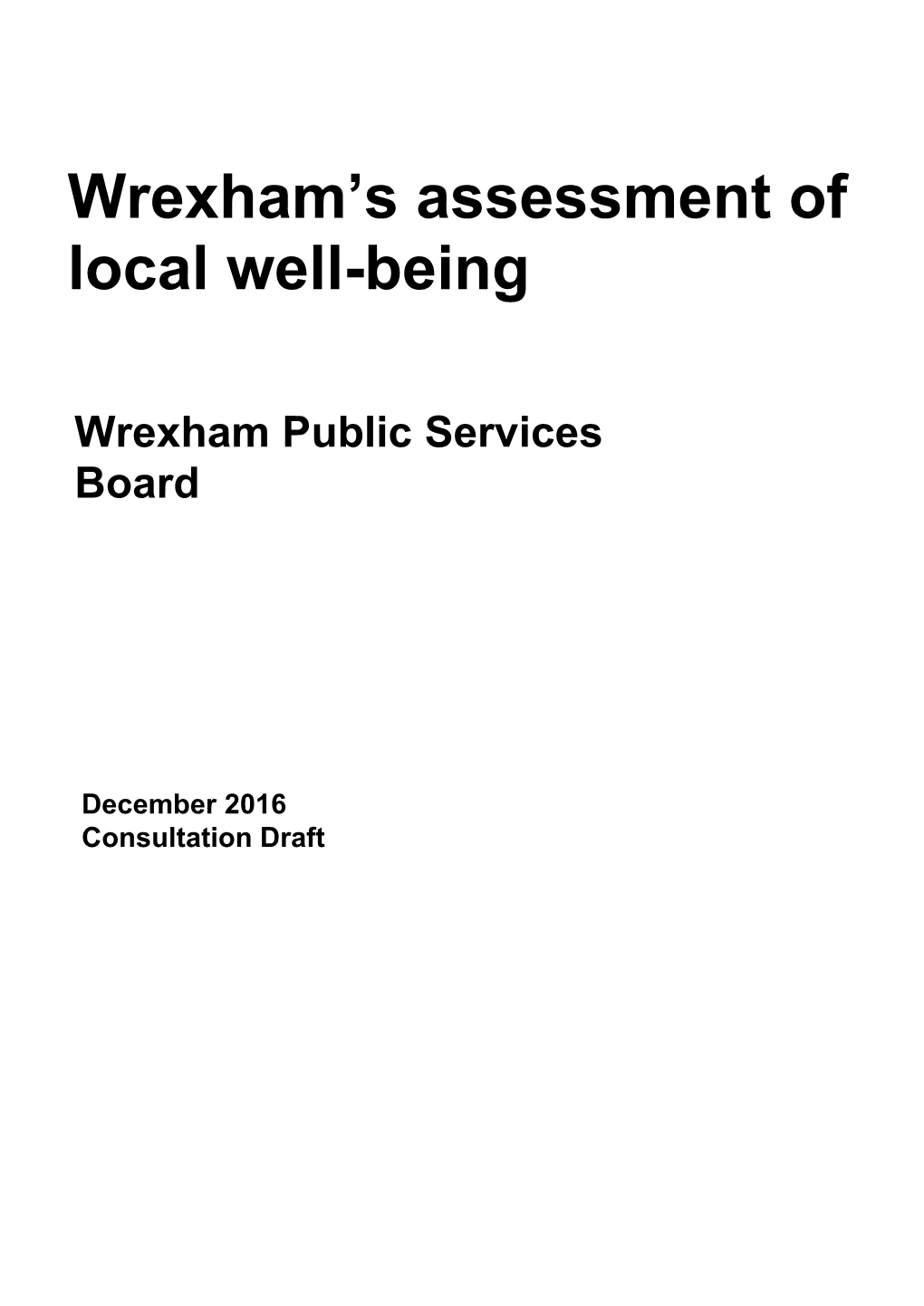 Wrexham's Assessment of Local Well-Being