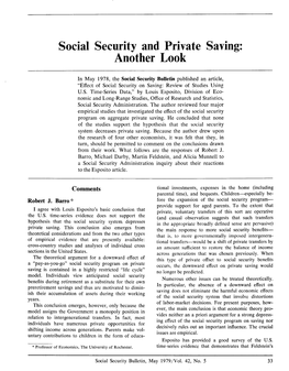 Social Security and Private Saving: Another Look