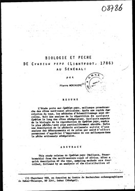 BIOLOGIE ET PECHE DE CVMB UM PEPO (LIG~TFOOT, 1786) AU Stntgal