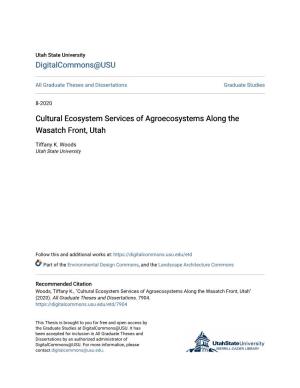 Cultural Ecosystem Services of Agroecosystems Along the Wasatch Front, Utah
