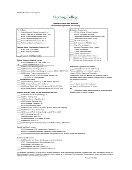 Outdoor Education Major Worksheet (Students Entering Fall 2020 and Following)