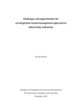 Challenges and Opportunities for an Integrated Coastal Management Approach in Jakarta Bay, Indonesia