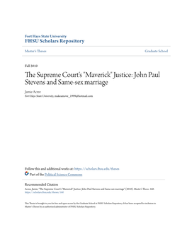 The Supreme Court's "Maverick" Justice: John Paul Stevens and Same-Sex Marriage