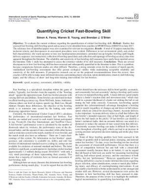 Quantifying Cricket Fast-Bowling Skill