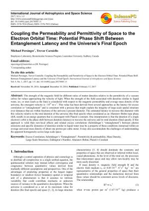 Coupling the Permeability and Permittivity of Space to the Electron Orbital Time: Potential Phase Shift Between Entanglement Latency and the Universe’S Final Epoch
