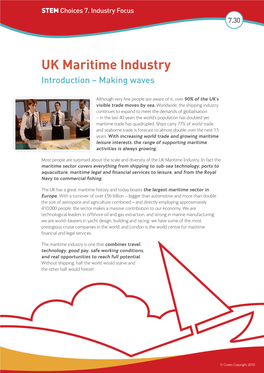 UK Maritime Industry Introduction – Making Waves