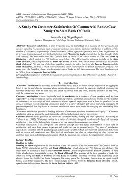 A Study on Customer Satisfaction of Commercial Banks:Case Study on State Bank of India
