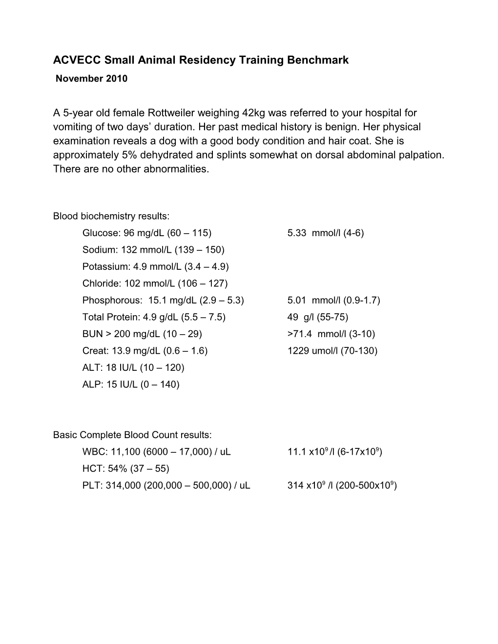 Residency Training Benchmark Hepatic and Renal Disease